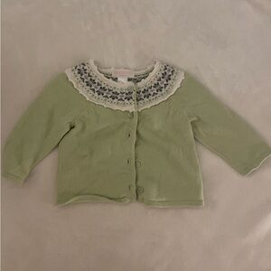 Janie and Jack green cardigan size 6-12 mo